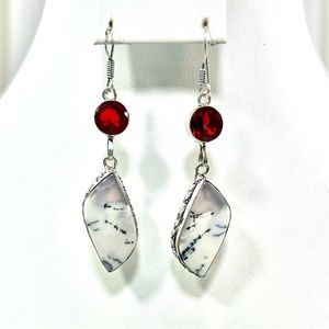 Dendritic Opal 925 Gemstone Earrings